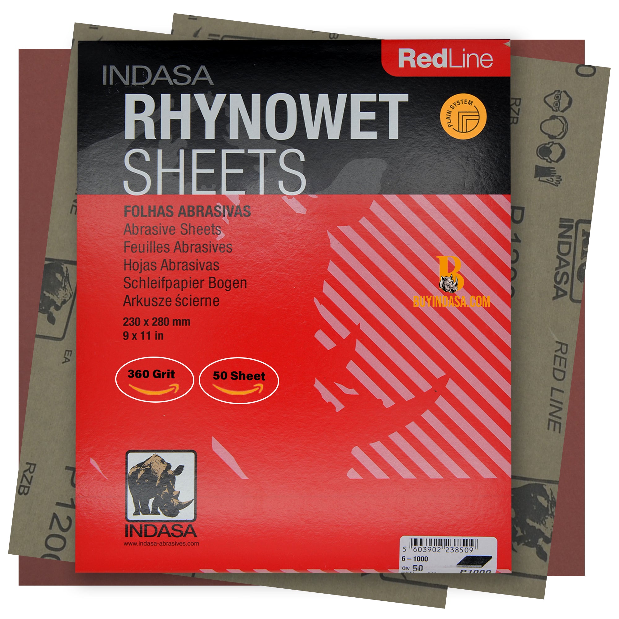 Indasa RedLine Rhynowet Wet Sandpaper - Wet & Dry Sanding Sheets, 6 & 7 Series