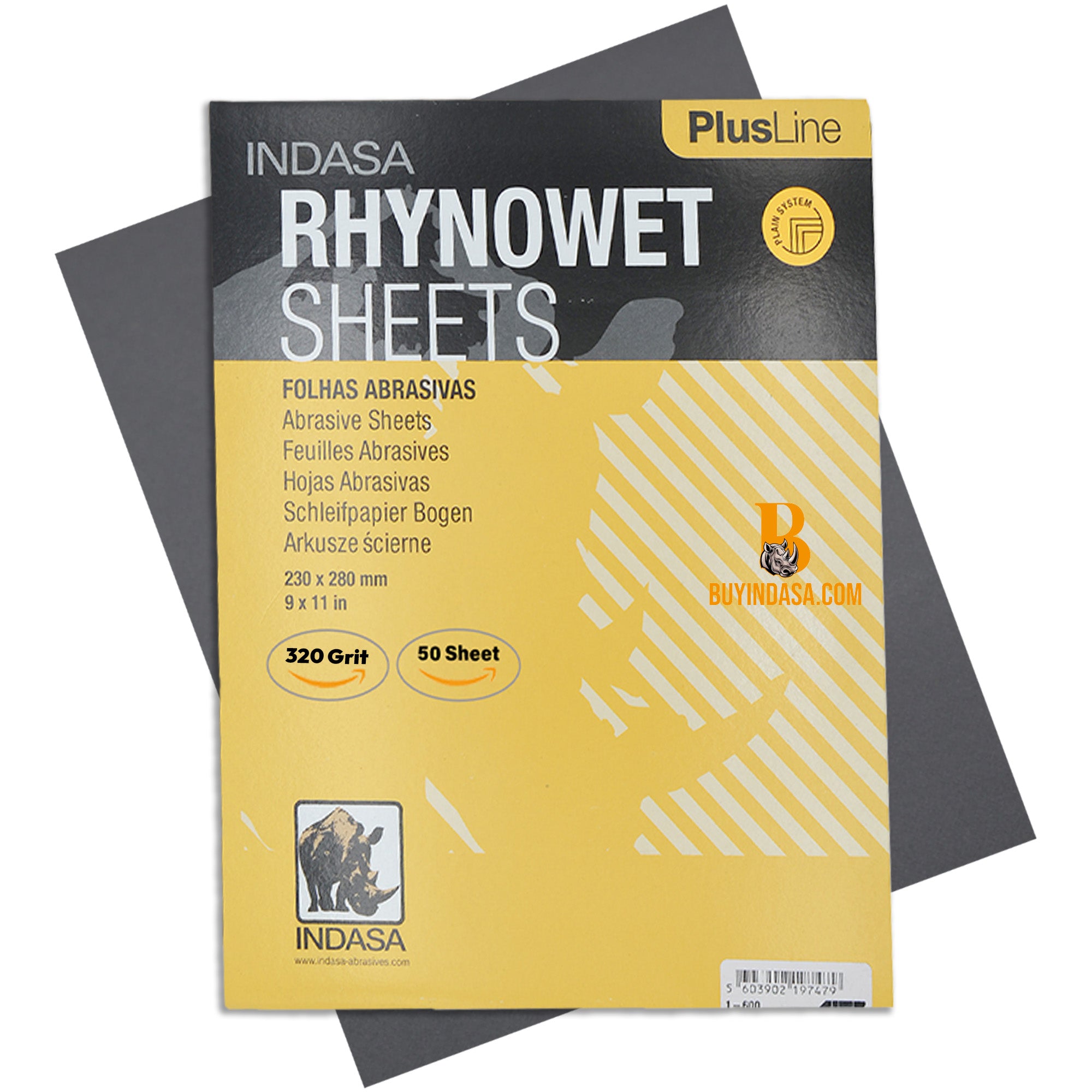 Indasa PlusLine Rhynowet Wet Sandpaper - Wet and Dry Sanding Sheets, 1 & 2 Series