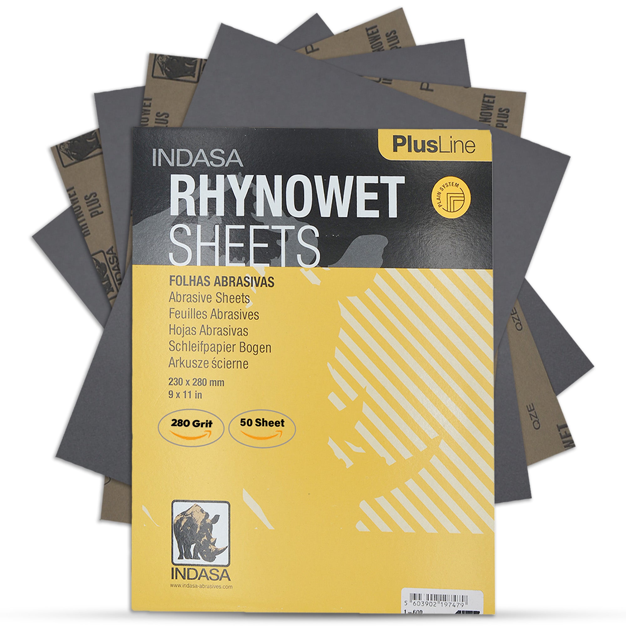 Indasa PlusLine Rhynowet Wet Sandpaper - Wet and Dry Sanding Sheets, 1 & 2 Series