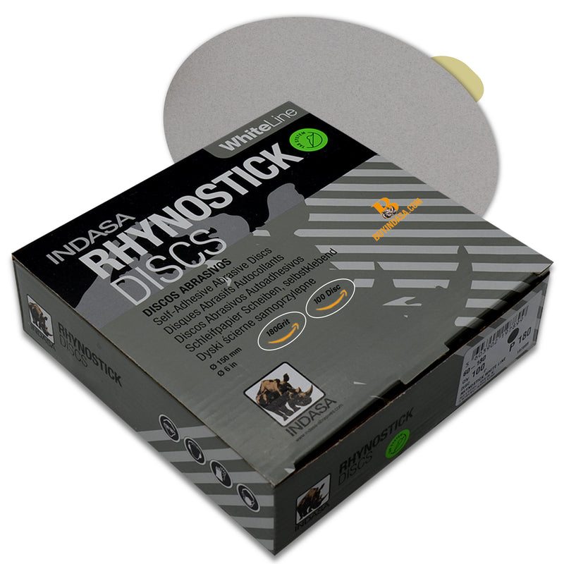Indasa 6" Rhynostick Whiteline PSA Solid Sanding Discs, 60 Series