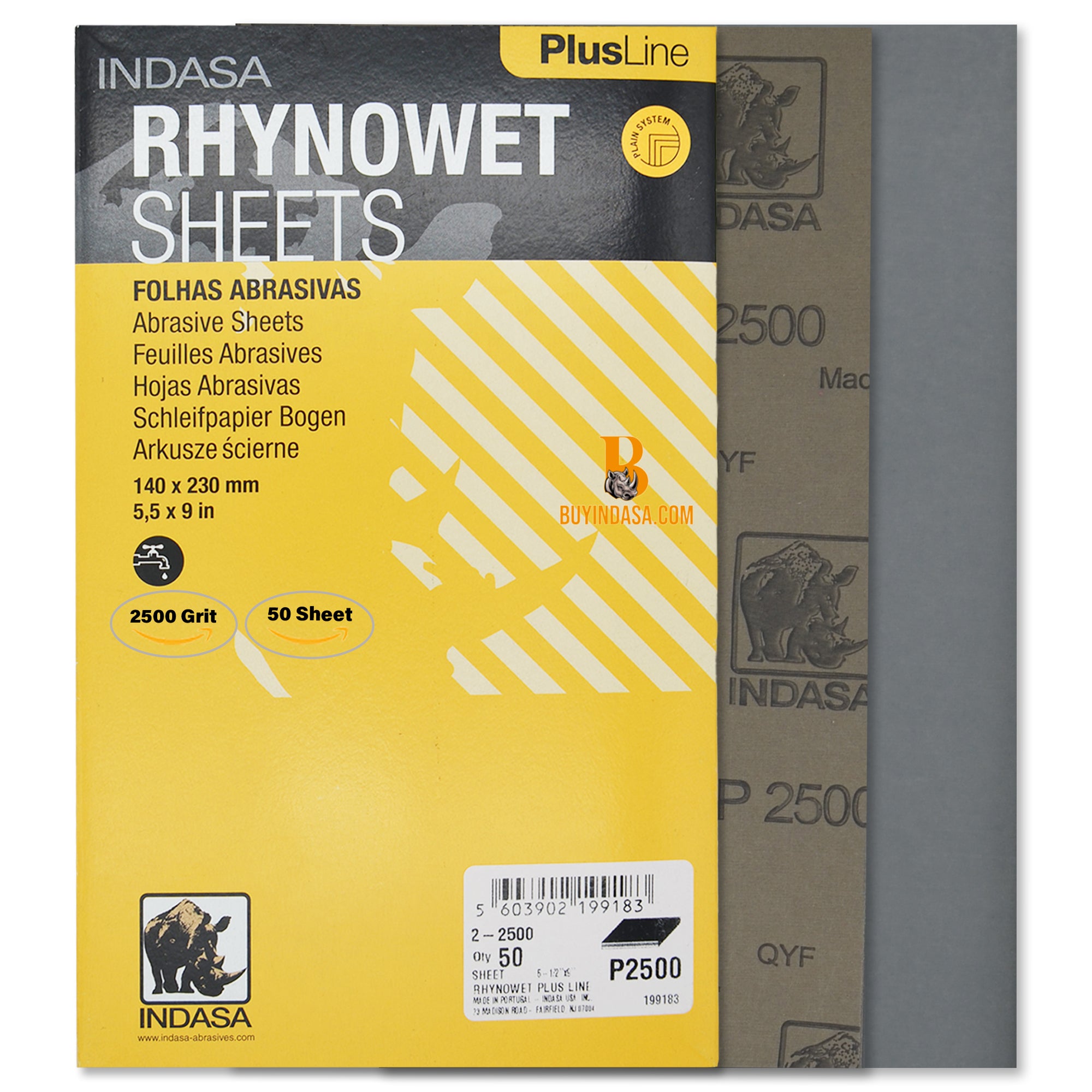 Indasa PlusLine Rhynowet Wet Sandpaper - Wet and Dry Sanding Sheets, 1 & 2 Series