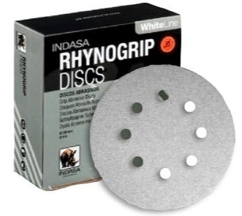 Indasa 5" Rhynogrip Whiteline 8-Hole Vacumm Sanding Discs, 55 Series