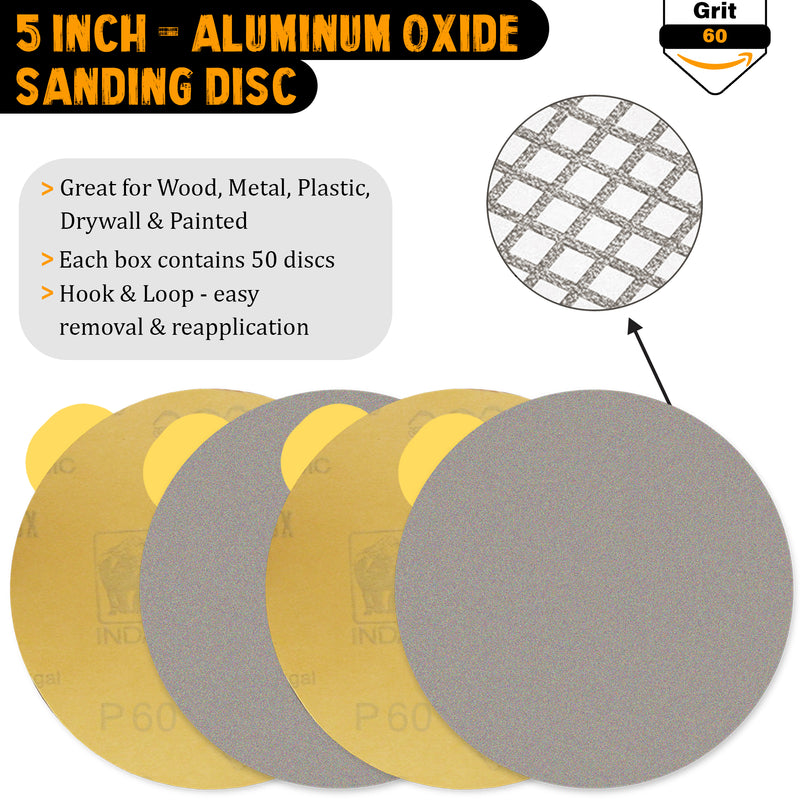 Indasa 5" Plus Line Rhynostick PSA Solid Sanding Discs, (1050 Series)
