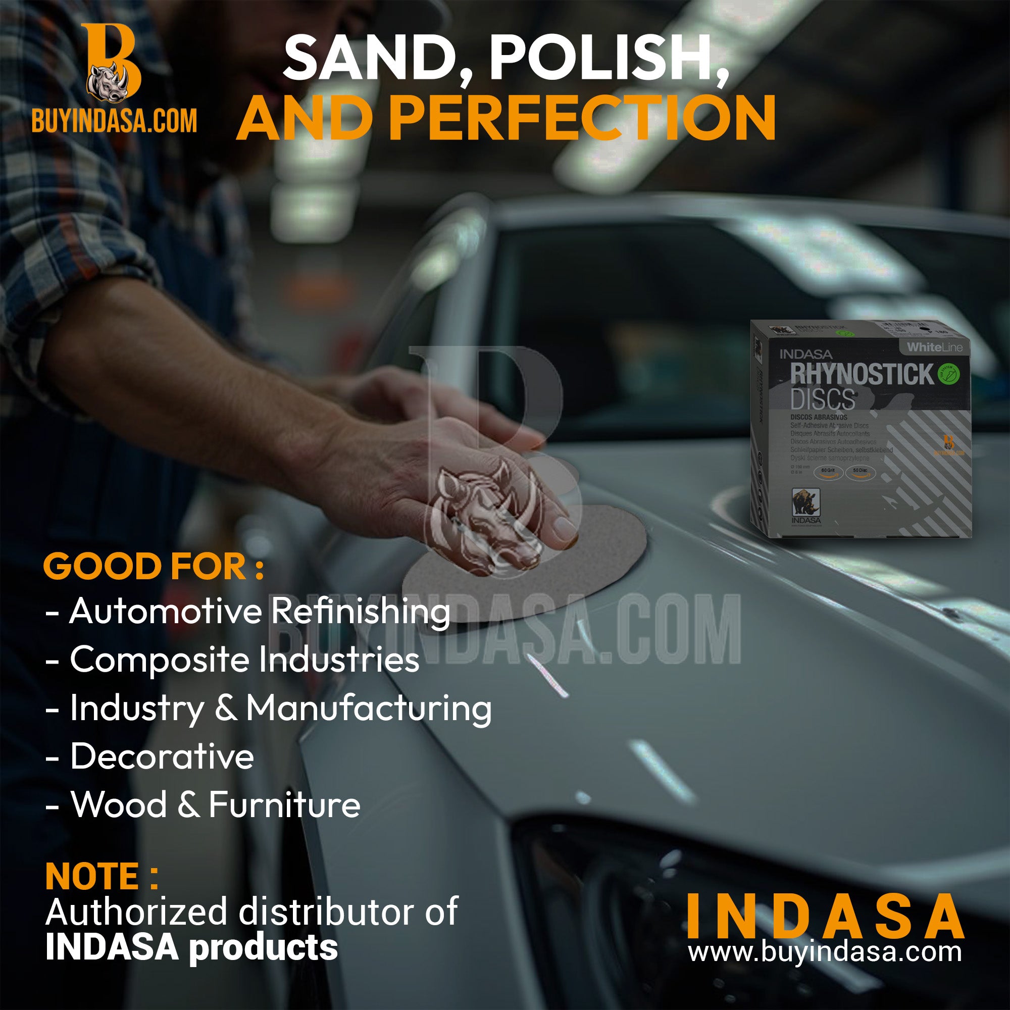 6" Professional Starter Pack Indasa Rhynostick White Line PSA Sanding Discs - Detail View | UnitedFinish.com
