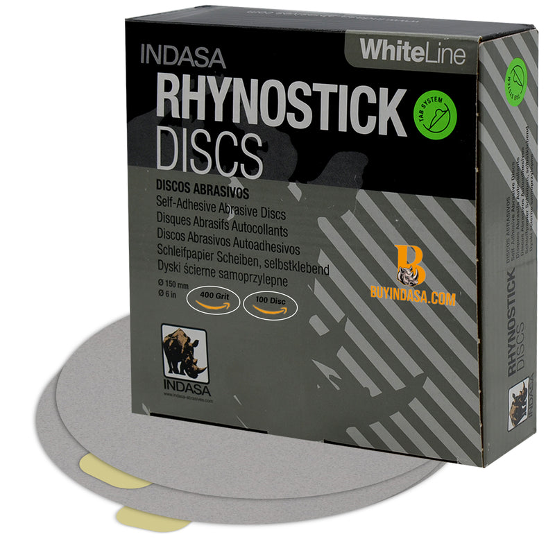 Indasa 6" Rhynostick Whiteline PSA Solid Sanding Discs, 60 Series