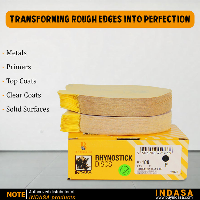 Indasa 5" Plus Line Rhynostick PSA Solid Sanding Discs, (1050 Series)