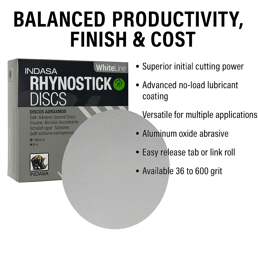 Indasa 5" Rhynostick White Line PSA Sanding Discs, 50 Series