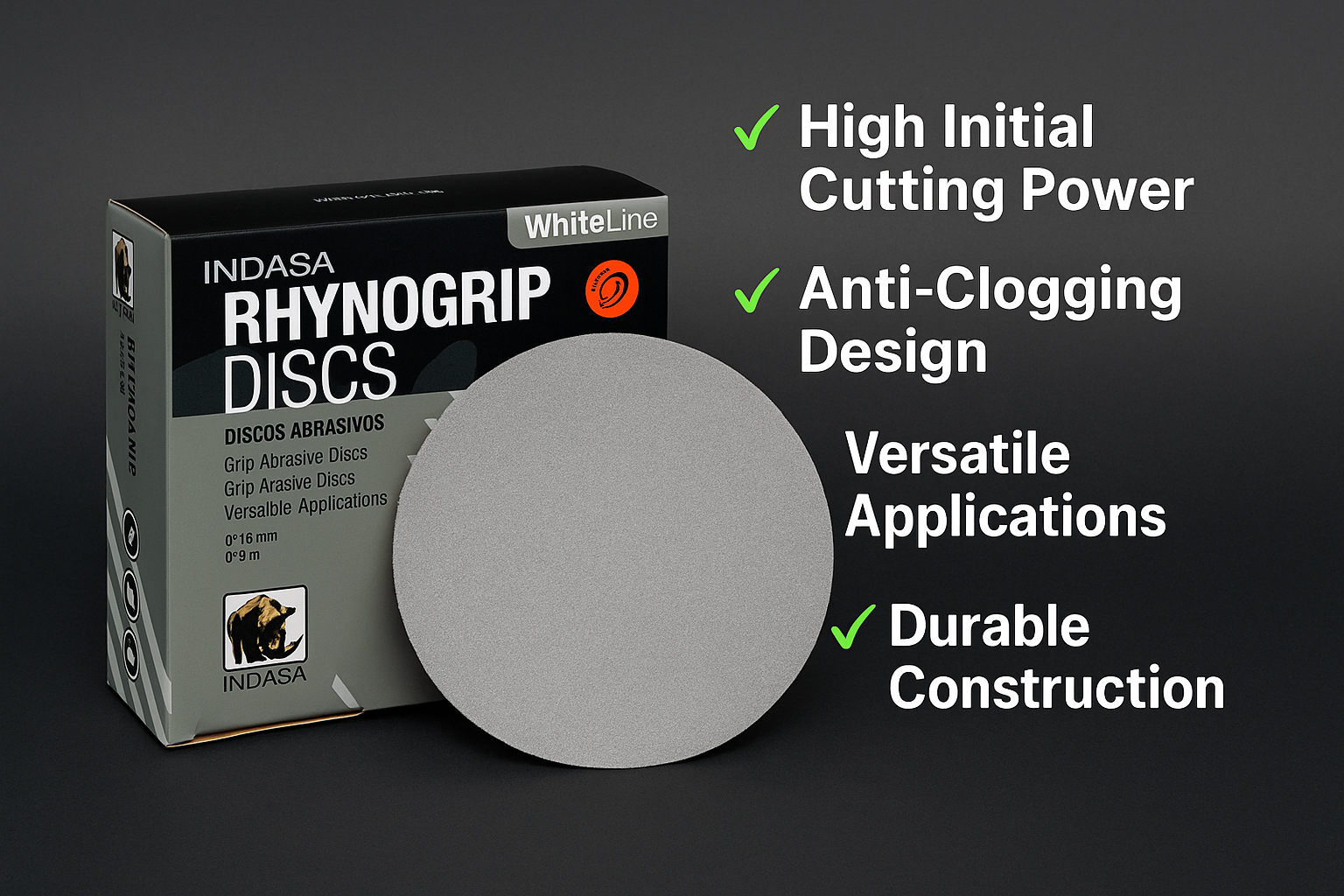 Indasa 5in Whiteline Sanding Discs 52 Series - Grit Detail | UnitedFinish.com