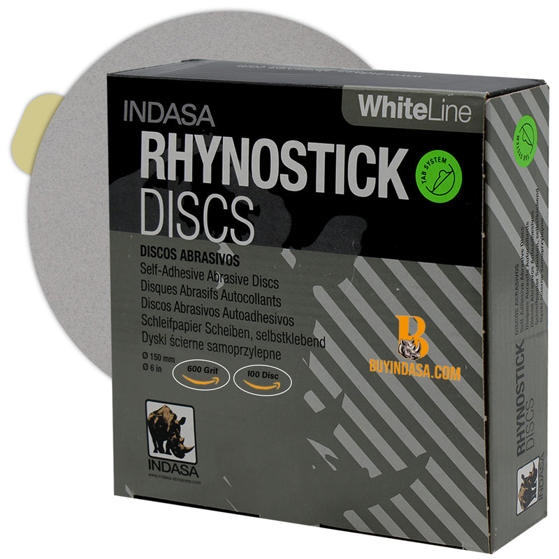 Indasa 6" Rhynostick Whiteline PSA Solid Sanding Discs, 60 Series