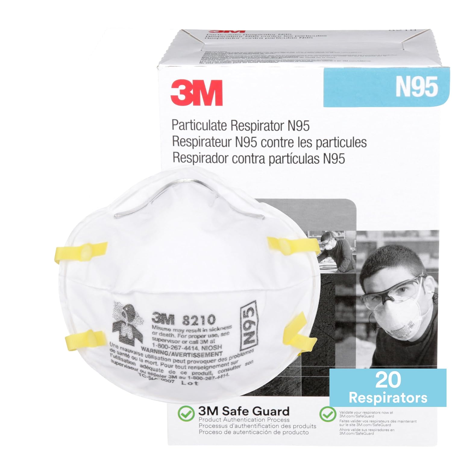 3M 8210 N95 Particulate Respirator Box of 20