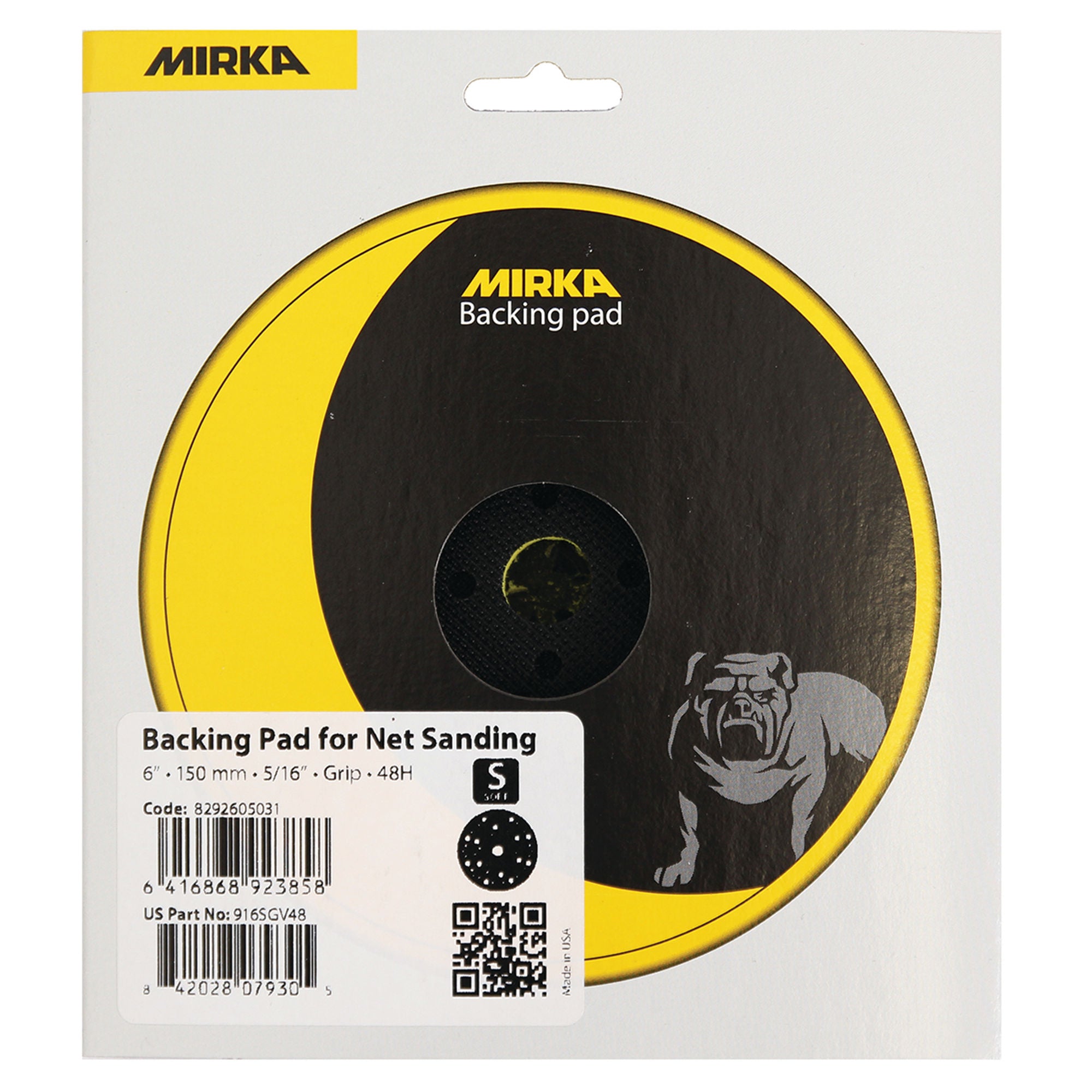 Backing pad for 6" electric orbital sanders