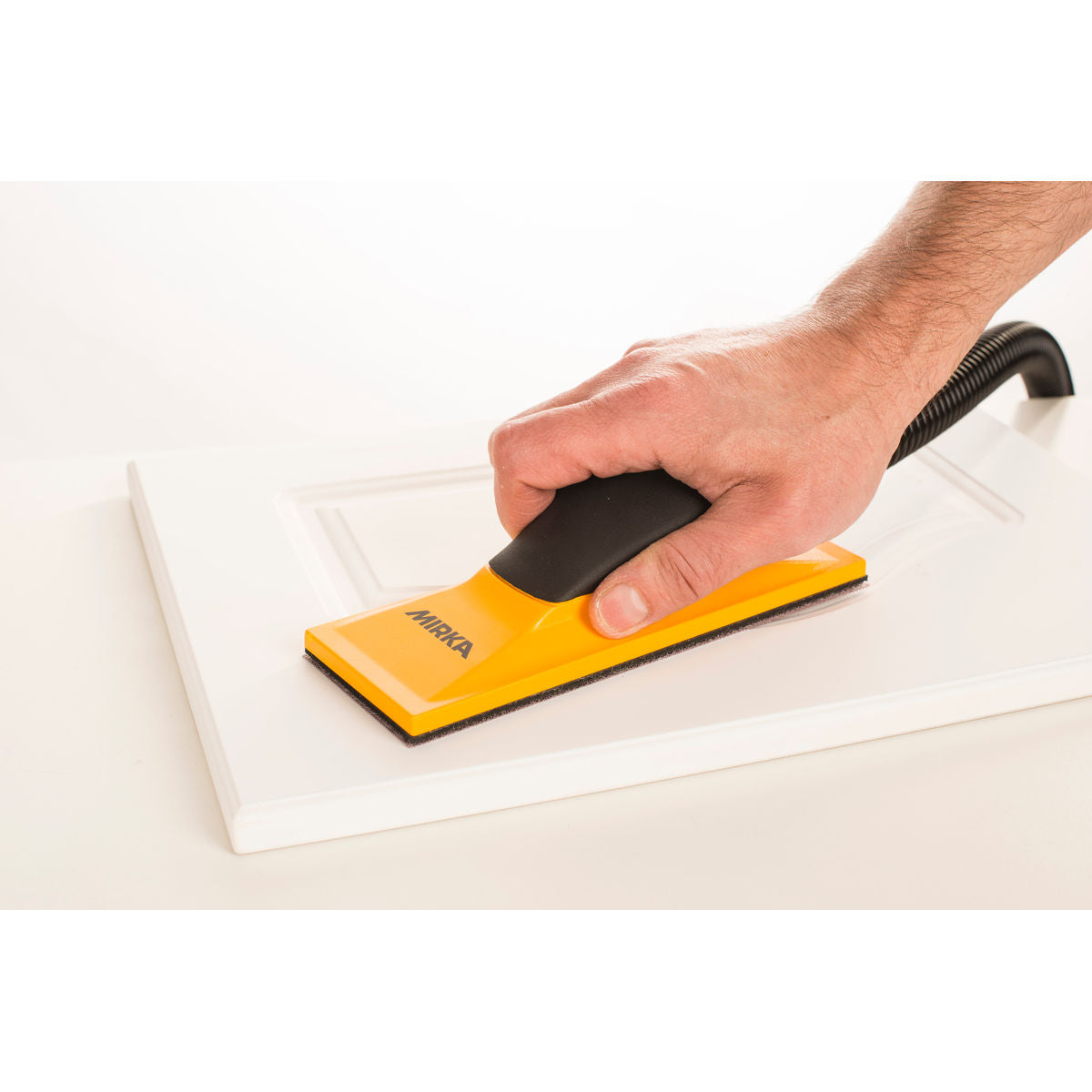 Mirka Hand Sanding Block 2.75x8 Inch Grip 22H Yellow MVHB38 - Side View | UnitedFinish.com
