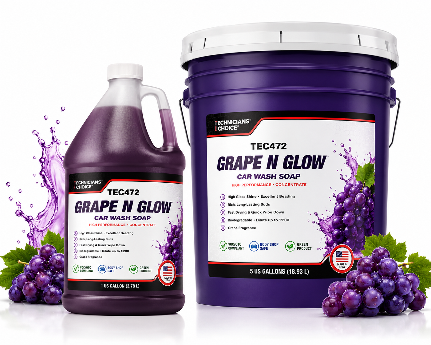 TEC472 GRAPE N GLOW CAR WASH SOAP 5GL PL
