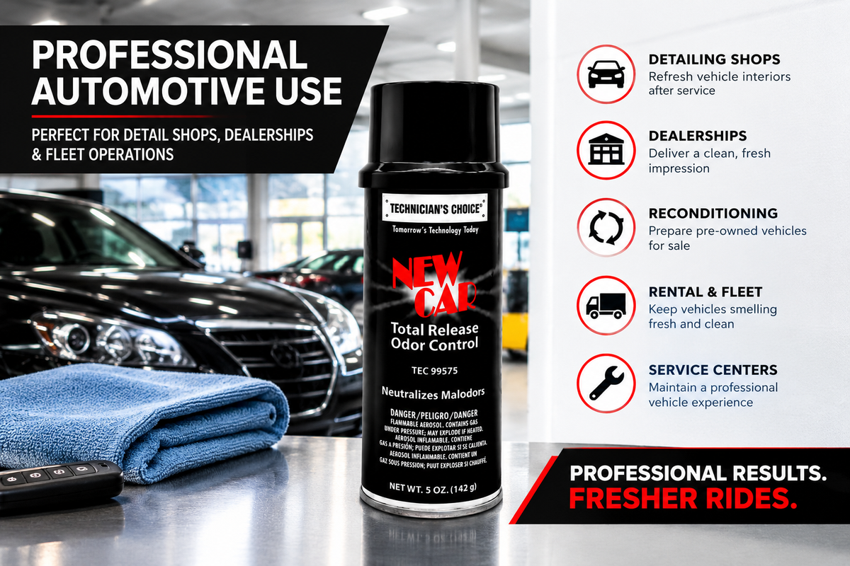 Technicians Choice TEC99575 New Car Aero Bomb Total Release Odor Control – 5 oz Automotive Air Freshener & Odor Eliminator, Case of 12