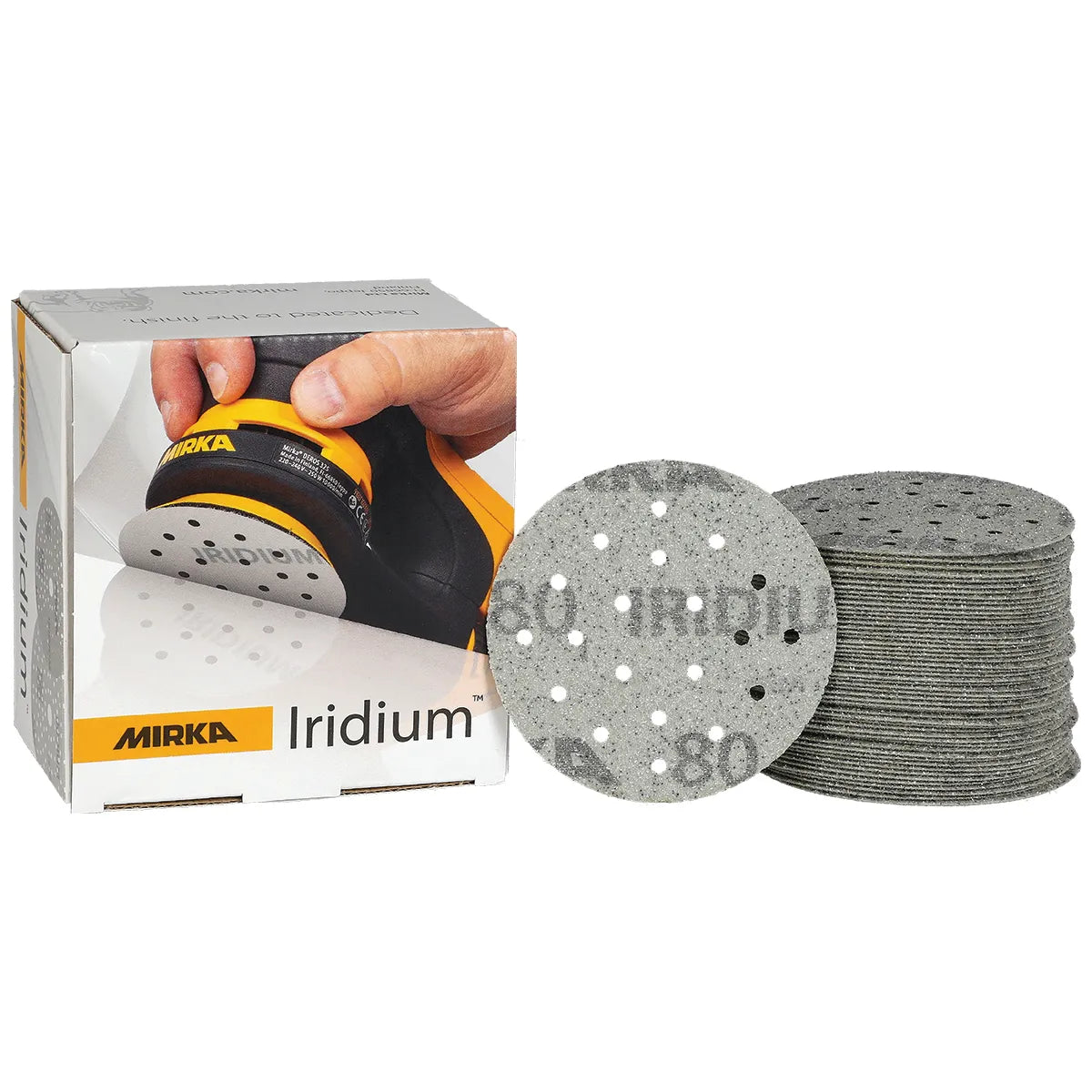 Mirka Iridium 3 Inch 20 Holes Grip Sanding Discs - Detail View | UnitedFinish.com