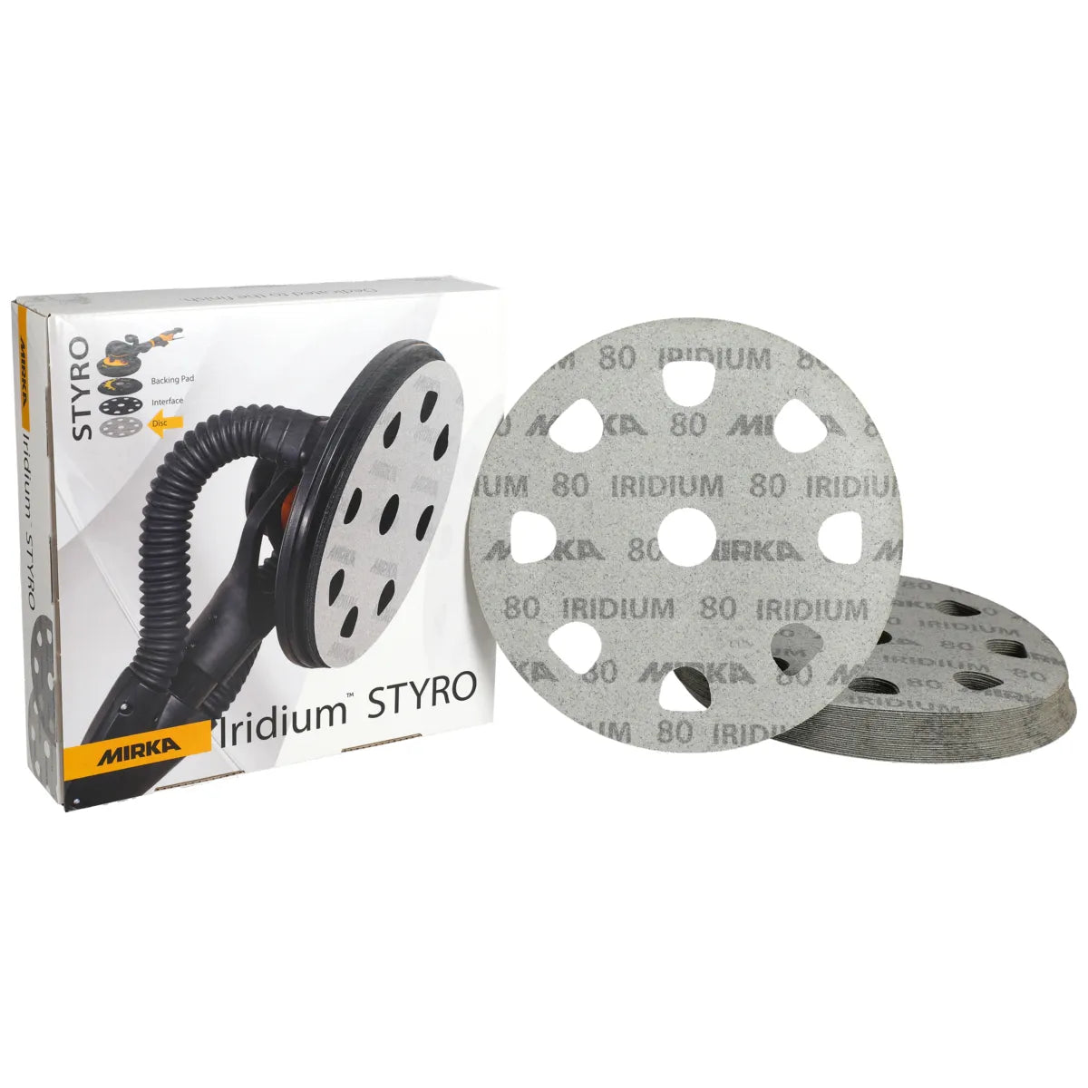 Mirka Iridium 9" Styro 8+1 Hole Grip Sanding Discs - Grit Detail | UnitedFinish.com