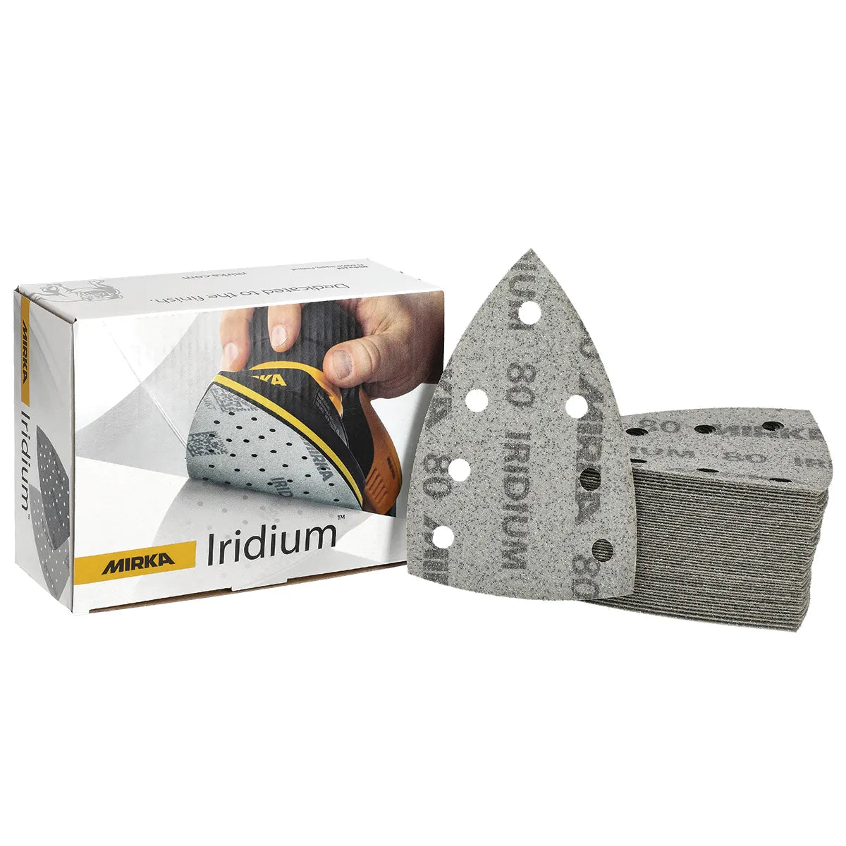 Mirka Iridium 4"x6"x6" Delta Multi-Hole Sanding Triangles - Feature View | UnitedFinish.com