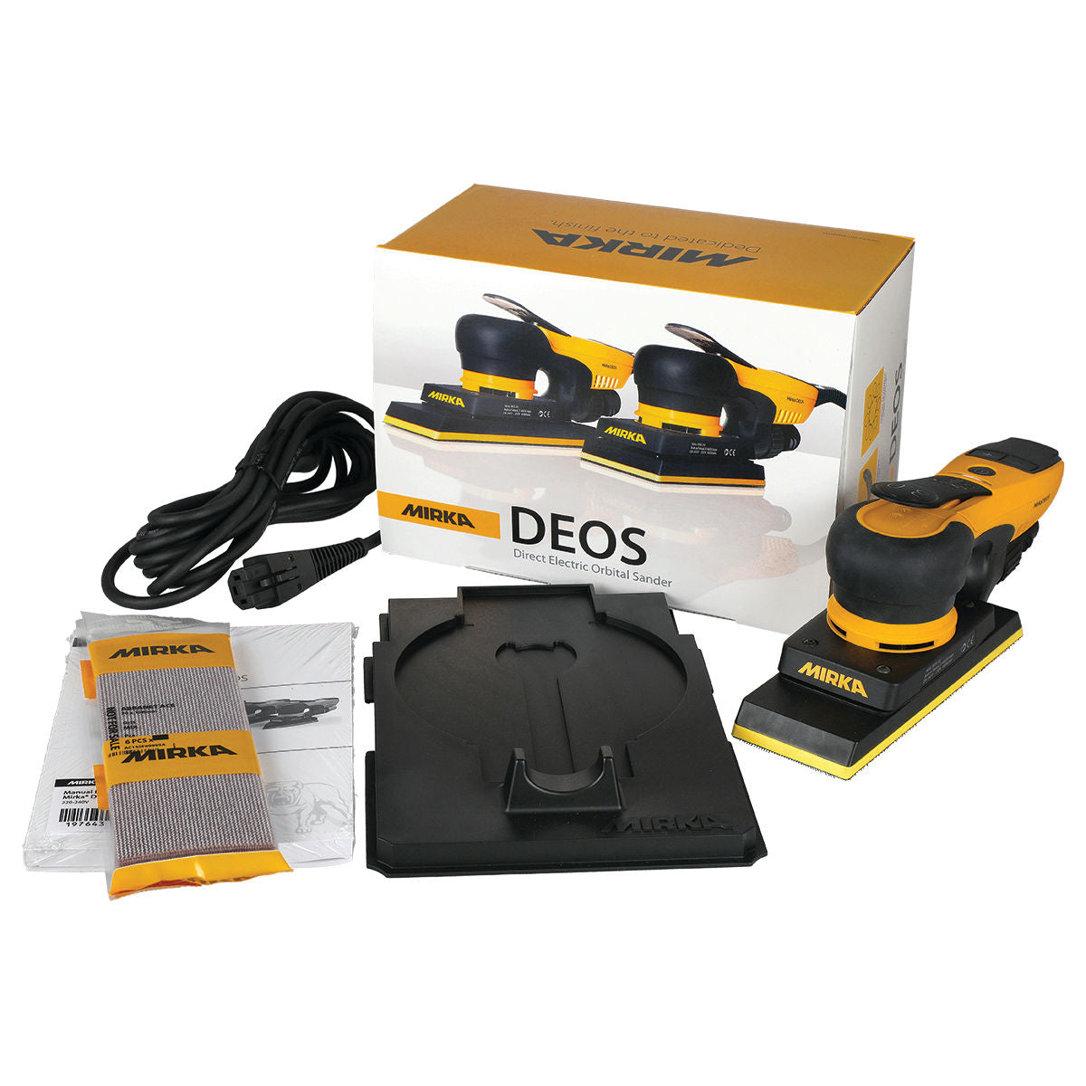 Mirka Deos 2.75" x 8" Electric Sander 383X CV - Spec Sheet | UnitedFinish.com