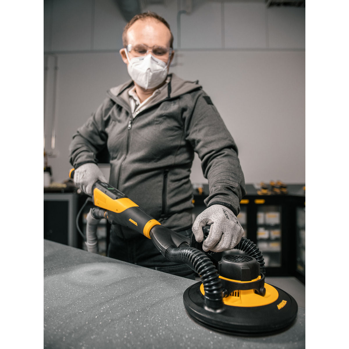 9" LEROS-S® 950XCV, 5mm orbit, vacuum-ready wall sander w/bag, MIW95021BAUS