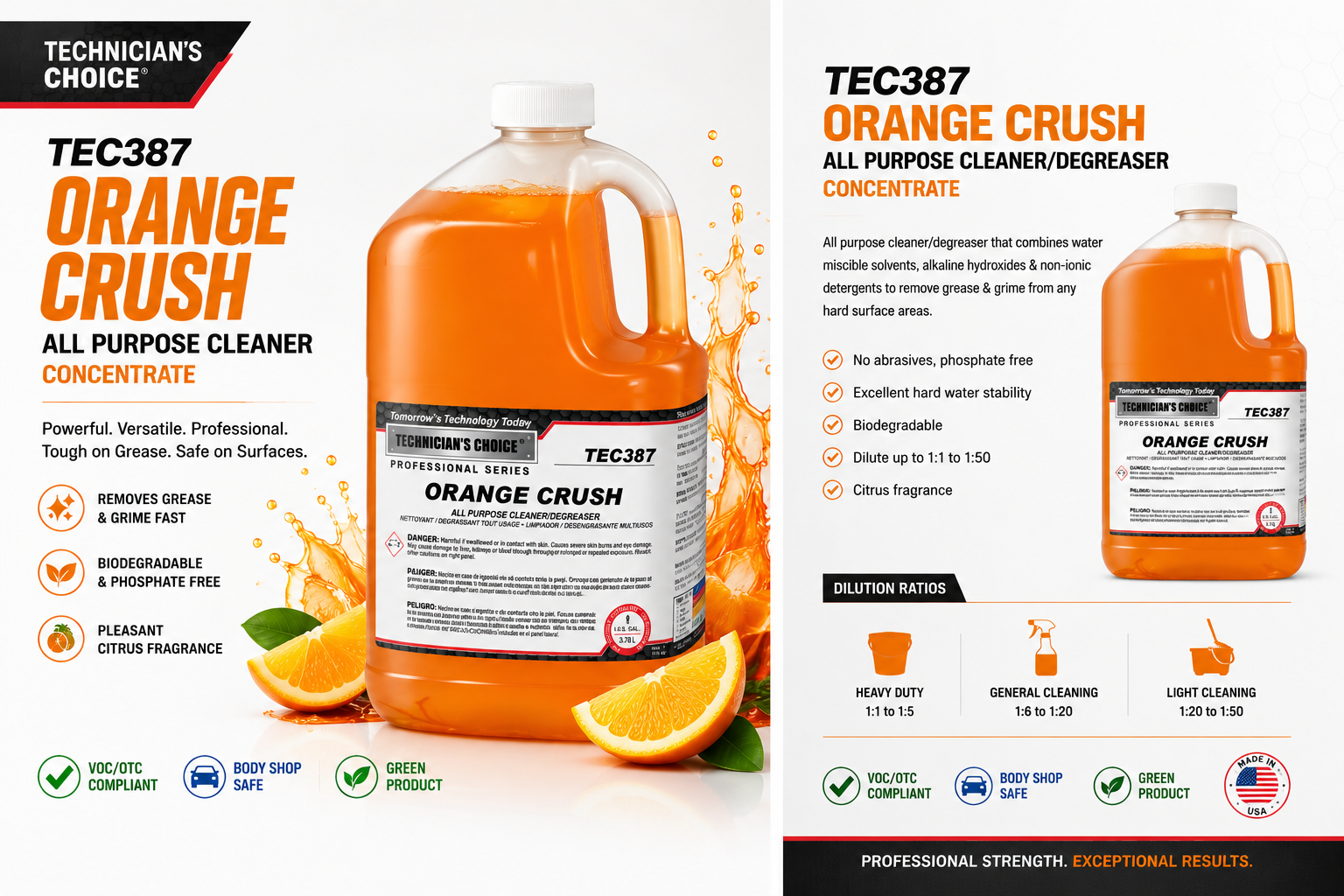 TEC387 ORANGE CRUSH ALL PURPOSE CLEANER 4-1, TEC-164530-4