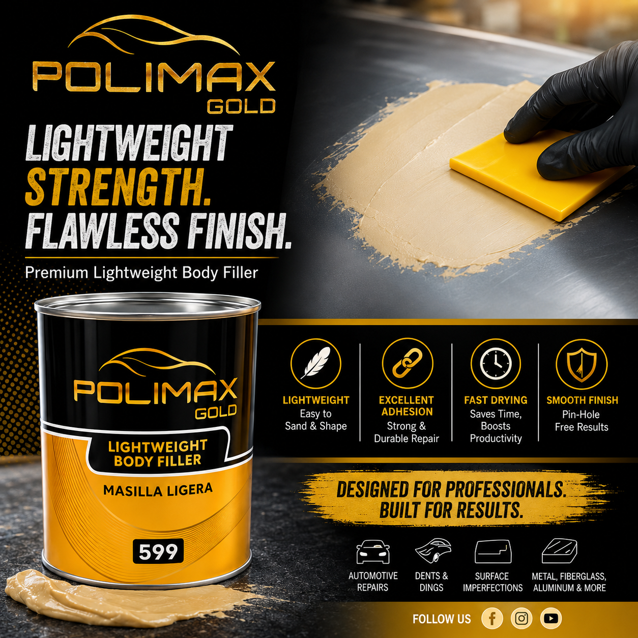 Polimax LW Gold Premium Body Filler (3L)