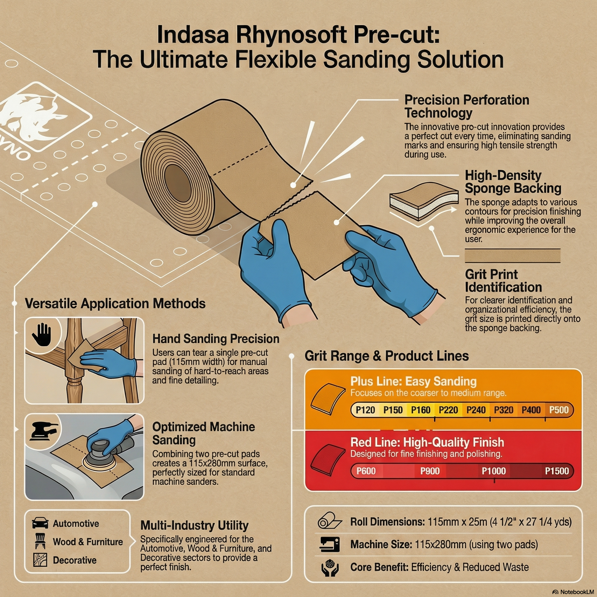 Indasa Rhynosoft PRE-CUT Foam Sanding Pads - Side View | UnitedFinish.com