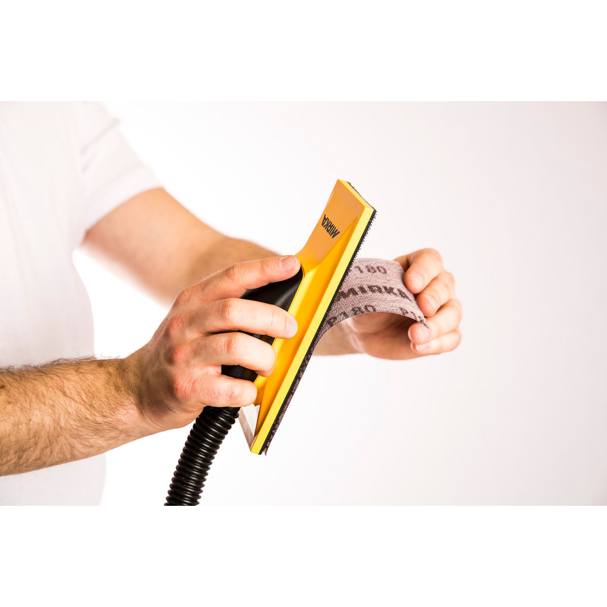 Mirka Hand Sanding Block 2.75x8 Inch Grip 22H Yellow MVHB38 - Feature View | UnitedFinish.com