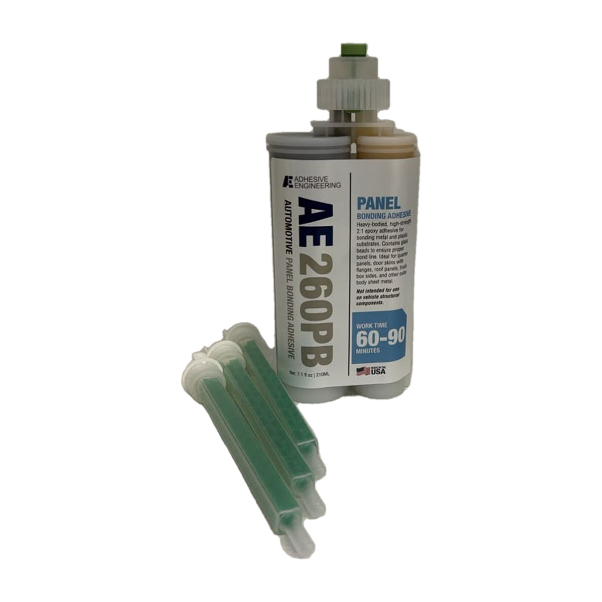 Adhesive Engineering AE 260PB Automotive Panel Bonding Adhesive, 2:1 Epoxy – 210 mL Kit with 3 Mixing Nozzles