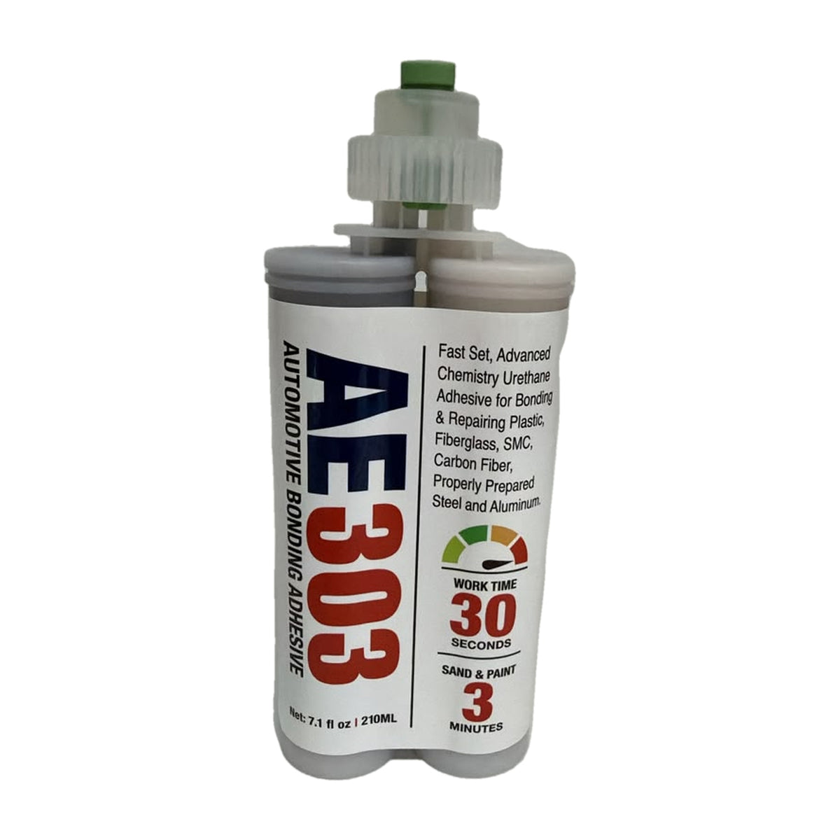 Adhesive Engineering AE 303 Automotive Bonding Adhesive, 30-Second Fast Set – 210 mL Kit with 3 Mixing Nozzles