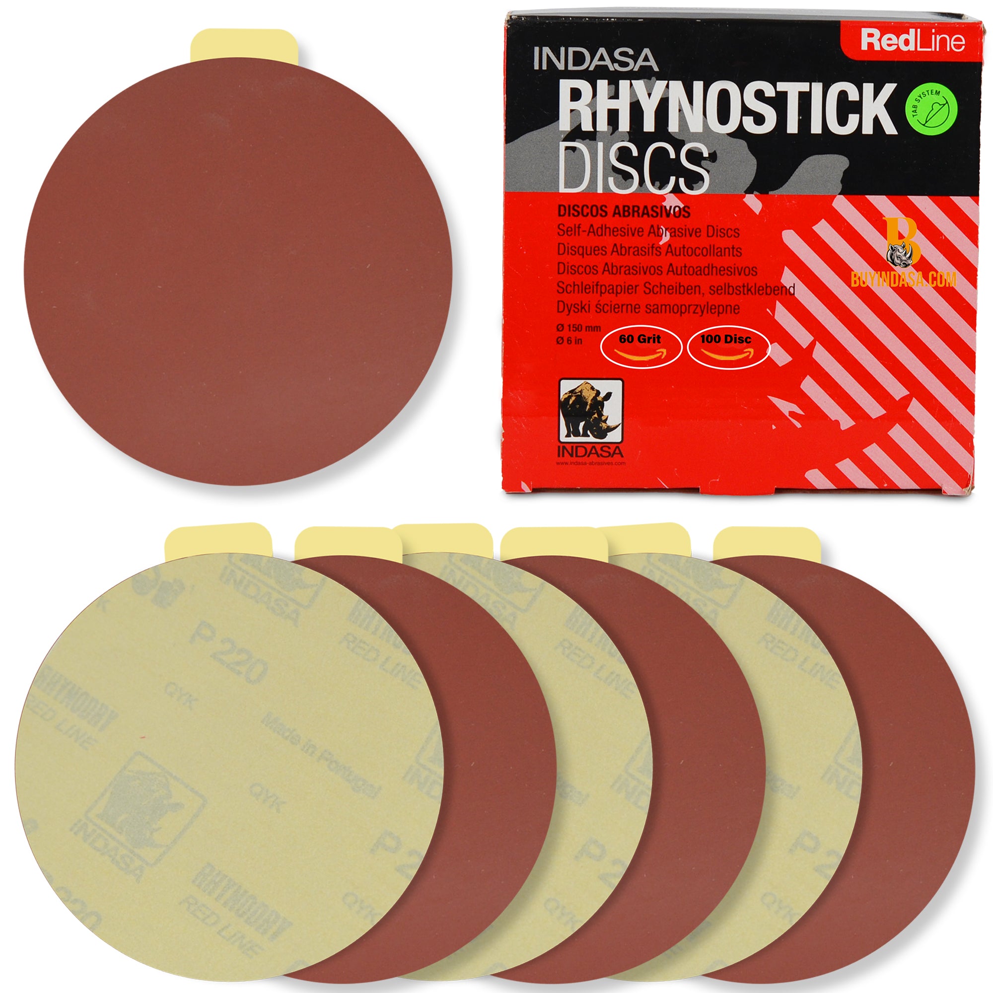 Indasa 6in Rhynostick Red Line Solid Sanding Discs 600 Series by INDASA | UnitedFinish.com