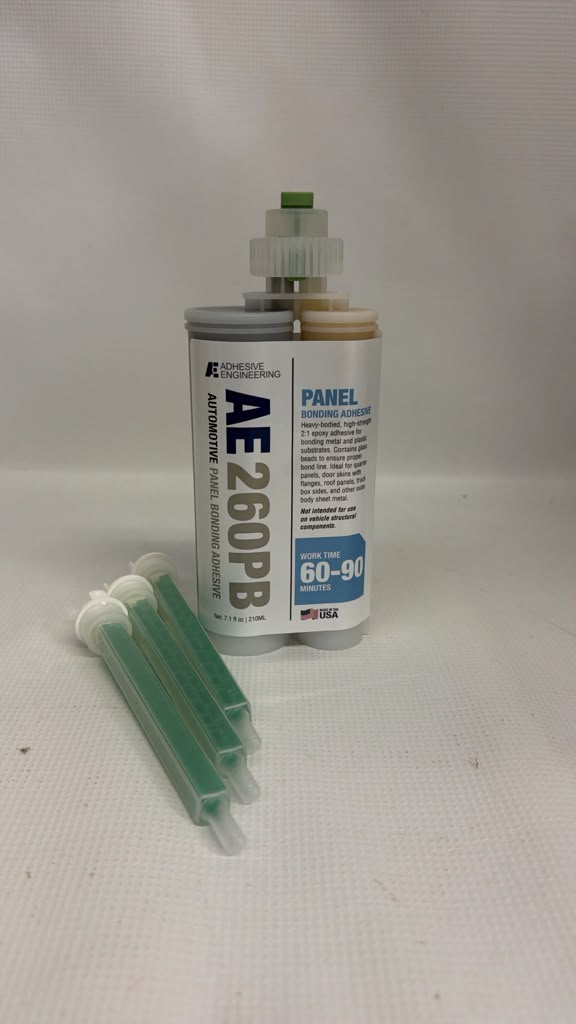 Adhesive Engineering AE 260PB Automotive Panel Bonding Adhesive, 2:1 Epoxy – 210 mL Kit with 3 Mixing Nozzles