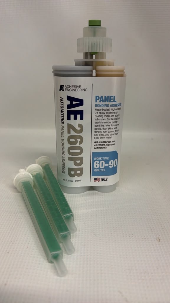 Adhesive Engineering AE 260PB Automotive Panel Bonding Adhesive, 2:1 Epoxy – 210 mL Kit with 3 Mixing Nozzles