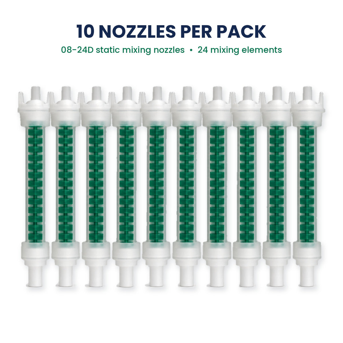 Static Mixing Nozzles 08-24D for 210 mL Cartridges, 24 Element – 10-Pack