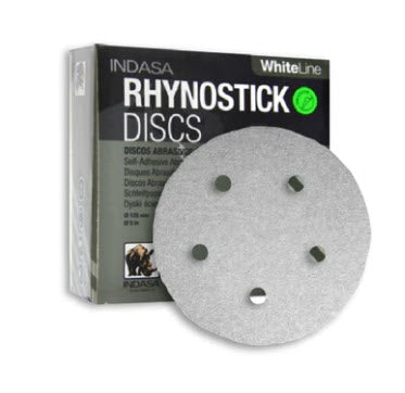 Indasa Whiteline Rhynostick 5in 5-Hole Vacuum Sanding Discs PSA 51 Series by INDASA | UnitedFinish.com