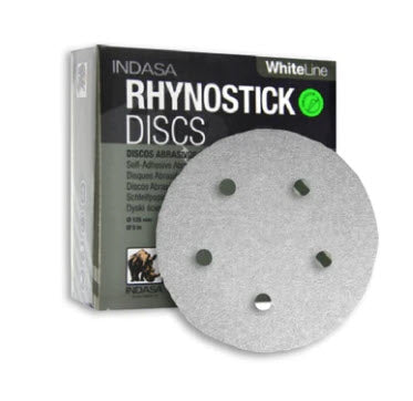 Indasa Whiteline Rhynostick 5" 5-Hole Vacuum Sanding Discs (PSA Disc), 51 Series