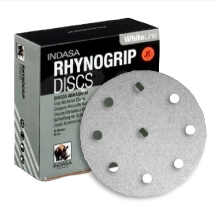 Indasa 5" Rhynogrip White Line 9-Hole Vacuum Sanding Discs, 59 Series
