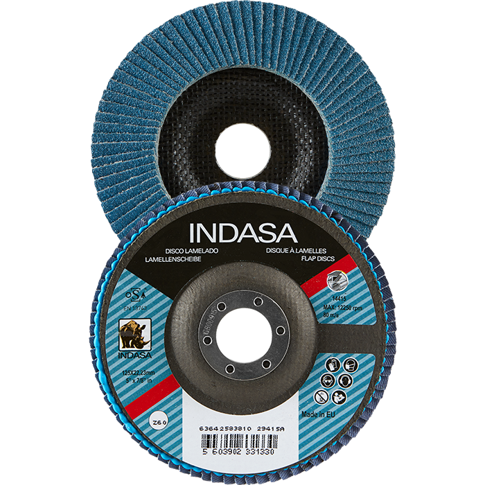 Indasa 4.5in Rhyno Flap Zirc T29 - Side View | UnitedFinish.com