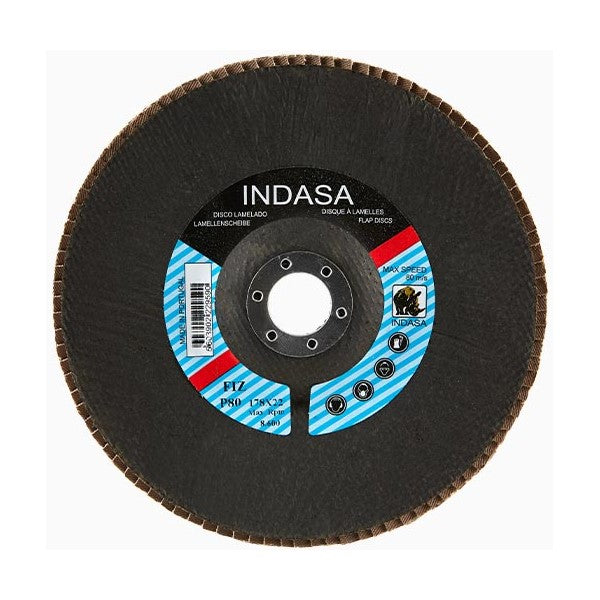 Indasa 4.5" X 7/8" Rhyno Flap Alox DISCS, Fiberglass Hub, Aluminum Oxide, T29 Conical