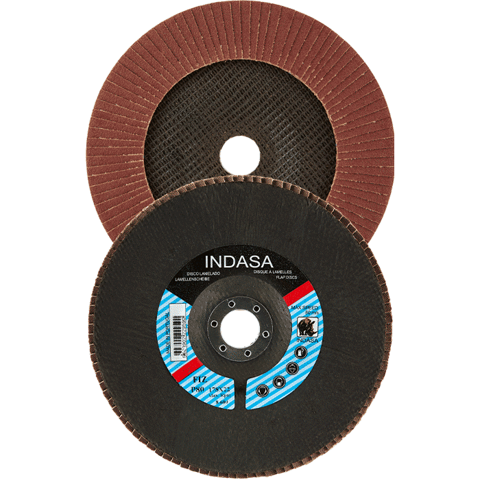 Indasa 4.5" X 7/8" Rhyno Flap Alox DISCS, Fiberglass Hub, Aluminum Oxide, T29 Conical