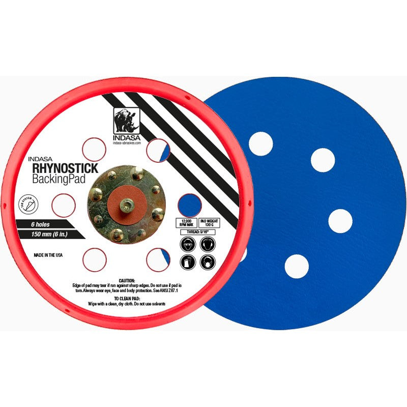 Indasa Rhynogrip 6in 6-Hole Grip Backup Pad 6004-6H - Side View | UnitedFinish.com