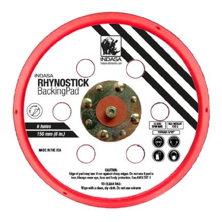 Indasa Rhynostick 6" 6-Hole PSA Backup Pad, #6003-6H