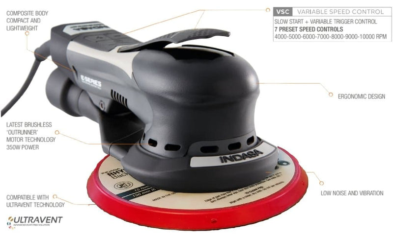 Indasa Electric 6" Vacuum Ready Sander, 3/16" Random Orbit, 579541