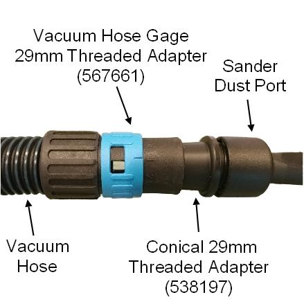 Indasa Vacuum Hose Gage Adapter, 29mm Thread (567661)