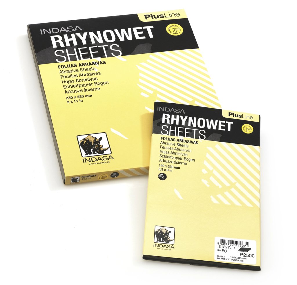 Indasa PlusLine Rhynowet Wet Sandpaper - Wet and Dry Sanding Sheets, 1 & 2 Series