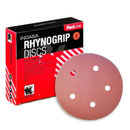 Indasa 5" Rhynogrip Red Line 5-Hole Vacuum Sanding Discs, 520 Series