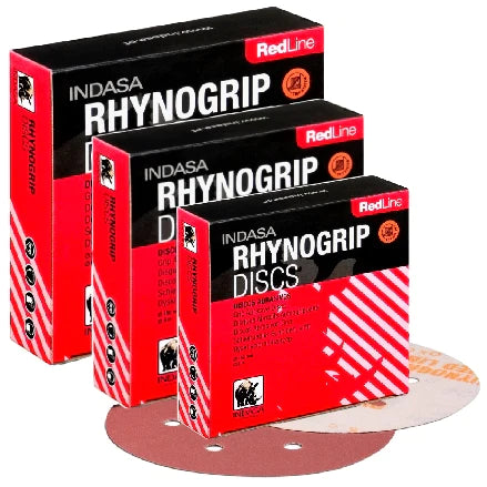 Indasa 5" Rhynogrip Red Line 5-Hole Vacuum Sanding Discs, 520 Series
