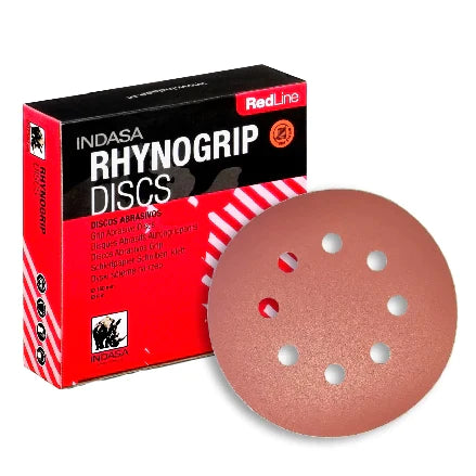 Indasa 5" Rhynogrip Red Line 8-Hole Vacuum Sanding Discs (550 Series)