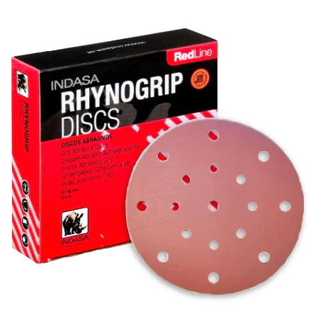 Indasa Rhynogrip RedLine 6" 17-Hole Vacuum Sanding Discs (690-17 Series)
