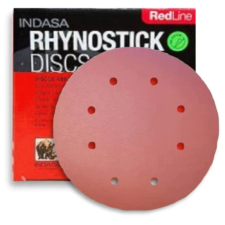 Indasa 8" Rhynostick Red Line 8-Hole Vacuum Sanding Discs, 810 Series