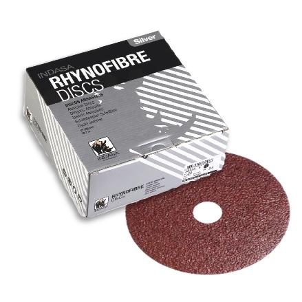 Indasa 5" Rhynofibre "A" Silver Resin Fiber Grinding Discs, 1000 Series